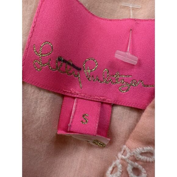$238 Lilly Pulitzer Briela Dress Peach Hyacinth Floral Arch Eyelet Small - Picture 11 of 13